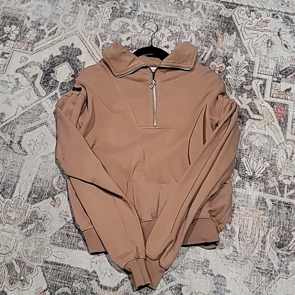 Good American Tan Half-Zip Pullover
